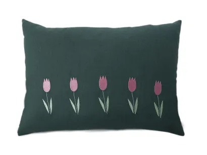 Декоративная подушка Арт-студии Решетняк Тюльпаны, зеленый