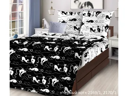 Комплект постельного белья ЛидерТекс Черный кот 1.5 спальный бязь вкладыш